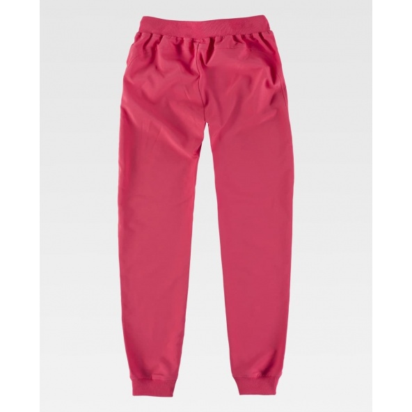 pantalon de pijama sanitario fucsia para mujer Workteam B6930 con tejido elastico