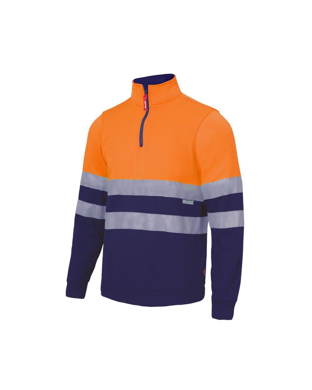 Comprar Sudadera bicolor con cremallera alta visibilidad serie 305701 online barato Naranja Fluor