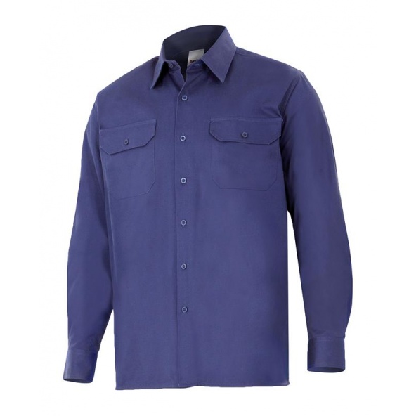 Comprar Camisa 100% algodon manga larga serie 533 online barato Azul Marino