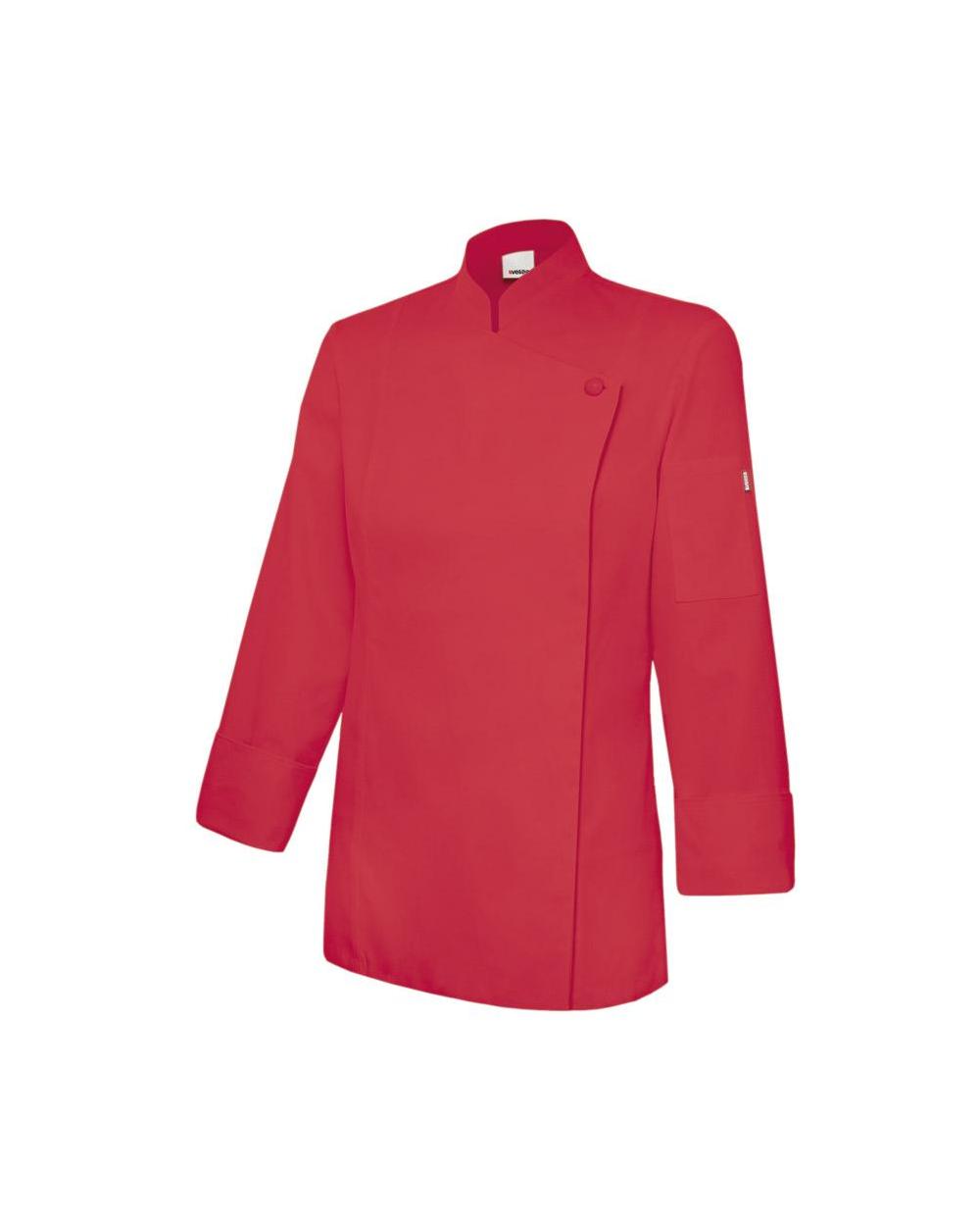 Comprar Chaqueta de cocina mujer con cremallera serie 405203tc online barato Rojo Coral